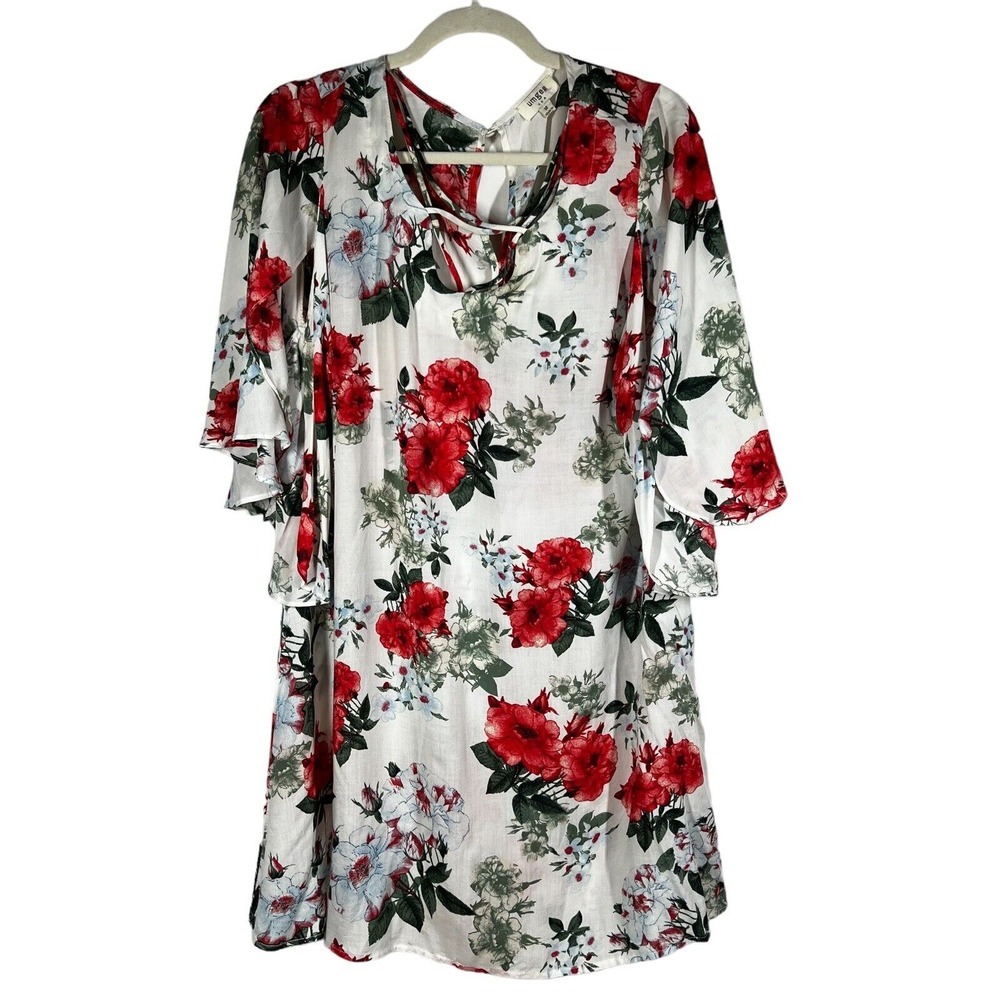 Umgee Women's Boho Floral Bohemain Chic 3/4 Bell Sleeve Dress Size med